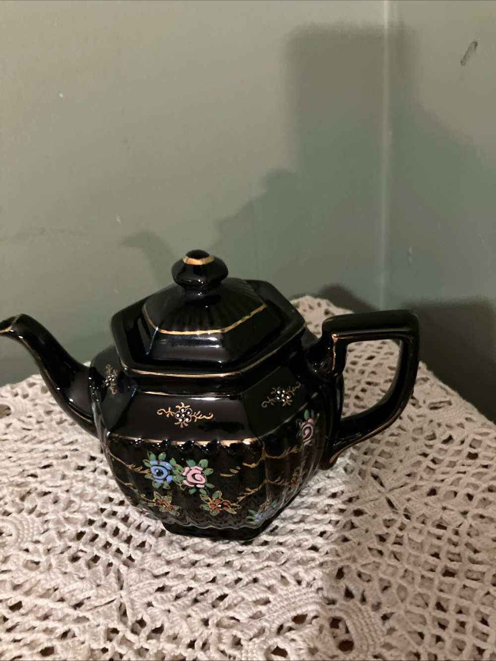 Black Japanese Teapot Vintage Made in Japan